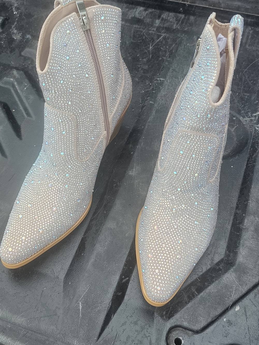 Sparkle Embellished Women's Ankle Boots in Light Pink